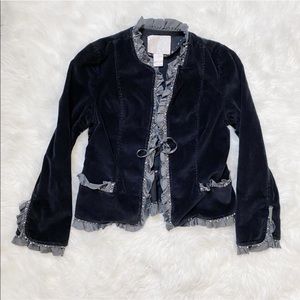 Rebecca Taylor Silk Beaded Black Corduroy Jacket
